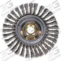 WEILER Wire Wheel Brush: Stainless Steel Stringer Bead, 4" Dia x 3/16" Wd, 5/8"-11 Arbor, 0.02" Fill (MPN 96098). Key specifications — Brand: WEILER.