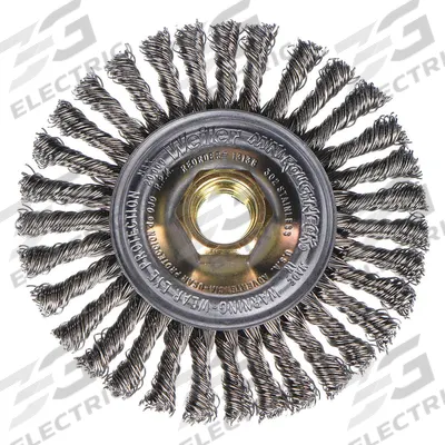 WEILER Wire Wheel Brush: Stainless Steel Stringer Bead, 4" Dia x 3/16" Wd, 5/8"-11 Arbor - Weld-Cleaning Brushes for Stainless Steel