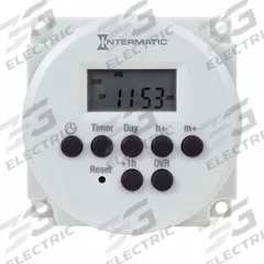 INTERMATIC Electronic Timer: 7 day, SPDT, 120-277V AC, 14 Events Available, Digital (MPN FM1D14-AV-U). Key specifications — Mounting Style: Panel; Astronomic Functionality: Not Astronomic; Brand: INTERMATIC.