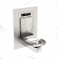 HAWS Drinking Fountain: In-Wall, Non-Refrigerated, Push Button Fountain & Touchless Bottle Filler (MPN 1001HS). Key specifications — Brand: HAWS; Housing Material: Stainless Steel; Filter Access: Rear Access Only; Housing Finish: Satin; Chilling Capacity: Non-Refrigerated; Housing Color: Silver.