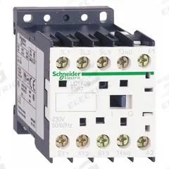 SCHNEIDER IEC Magnetic Contactor: Non-Reversing, 3 Poles, 3NO Contacts, 9 A, 24V AC Coil (MPN LC1K0901B7). Key specifications — Brand: SCHNEIDER; Integrated Surge Suppression: No.