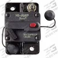 Automotive Circuit Breaker: CB185, 48V DC, 3 kA at 48V DC, Stud (MPN CB185-120). Key specifications — Series: CB185; Voltage: 48V DC; Interrupt Rating: 3 kA at 48V DC; Terminal Connection: Stud; Circuit Breaker Type: Hi-Amp Circuit Breaker; Brand: BUSSMANN.