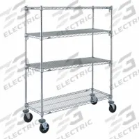 METRO Wire Shelving Casters, Dollies & Push Handles: 20 3/16 in x 50 in x 67 7/8 in, Split Sleeve (MPN A556EC). Key specifications — Color: Silver; Finish: Chrome; Post Shape: Circle; Number Of Shelves: 4; Material: Steel; Caster Wheel/Tread Material: Polyurethane; Brand: METRO.