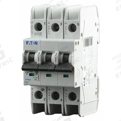 EATON Miniature Circuit Breaker: 40 A Amps, 48/96V DC, 10kA at 277/480V AC, Screw Clamp - D-Curve, 3-Pole UL489 DIN Rail-Mount Miniature Circuit Breakers