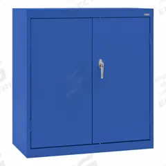 SANDUSKY Shelf Cabinet: 36 in x 24 in x 36 in, Swing Handle & Three-Point Locking, Frame, Shelves (MPN CA21362436-06). Key specifications — Cabinet Color: Blue; Method of Construction: Welded; Base Type: Frame; Assembled: Assembled; Mobility: Stationary; Adjustable Shelves: (2) Adjustable; Cabinet Finish: Powder Coated; Cabinet Material: Steel.