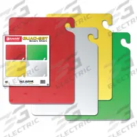SAN JAMAR Cutting Board Set: 20 in Overall Lg, 15 in Overall Wd, Green/Red/White/Yellow, Co-Polymer (MPN CB1520QSGR). Key specifications — Color: Green; Brand: SAN JAMAR; Material: Co-Polymer; NSF Certified: Yes.