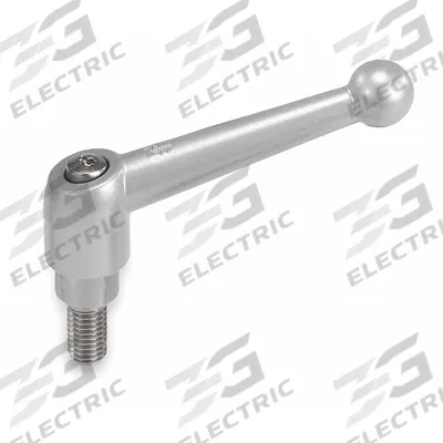 KIPP Adjustable Handle: Zinc w/ SS Thread, 1/4"-20 - Ball-Style Adjustable Handles with Threaded Stud