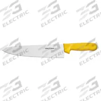 DEXTER RUSSELL Chef Knife: Curved, 15 in Overall Lg, Steel Blade, Polypropylene Handle, Yellow (MPN 12433Y). Key specifications — Sub-brand: Sani-Safe; Brand: DEXTER RUSSELL; Blade Material: Steel; Blade Type: Curved; Handle Color: Yellow; Handle Material: Polypropylene; Knife Type: Chef's Knife; NSF Certified: Yes.