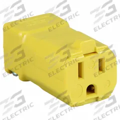 HUBBELL Straight Blade Connector: 5-15R, 125V AC, 15 A, 2 Pole, 3 Wire, Yellow (MPN HBL5969VY)