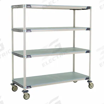 METRO Utility Cart: 62 in x 26 in, 67 in Overall Ht, 4 Shelves - Harsh-Environment Antimicrobial Mobile Plastic Shelving