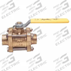 APOLLO Manual Two-Way Ball Valve: 1 1/4 in, Bronze, Straight, Sweat x Sweat, Full Port, Three-Piece (MPN 8220601). Key specifications — Brand: APOLLO; Handle: Lever.