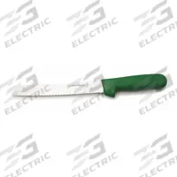 DEXTER RUSSELL Bread Knife: Scalloped, 13 in Overall Lg, Steel Blade, Polypropylene Handle, Green (MPN 13313G). Key specifications — Sub-brand: Sani-Safe; Brand: DEXTER RUSSELL; Blade Material: Steel; Blade Type: Scalloped; Handle Color: Green; Handle Material: Polypropylene; Knife Type: Bread Knife; NSF Certified: Yes.