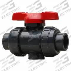 ASAHI Manual Two-Way Ball Valve: 2 1/2 in, PVC, Straight, Socket x Socket, Full Port Ball Port, Tee (MPN 1602025). Key specifications — Brand: ASAHI; Handle: Tee.