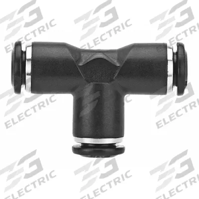 AIGNEP USA Push-Fit Tee Fitting: 5 mm OD x 5 mm OD x 5 mm OD Size, Nylon - Nickel-Plated Brass Tube Fittings