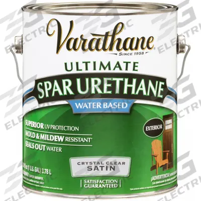 VARATHANE Finish: Finish, Exterior, Water, 1 gal Container Size, Wood, Satin, Crystal Clear - Wood Sealers & Finishes
