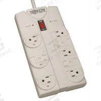 TRIPP LITE Outlet Strip: 8 Outlets, 8 ft Cord Lg, 1,440 J Rated Energy, 15 A Current, UL 1363, Gray (MPN TLP808). Key specifications — Brand: TRIPP LITE; Mounting Style: Keyhole.