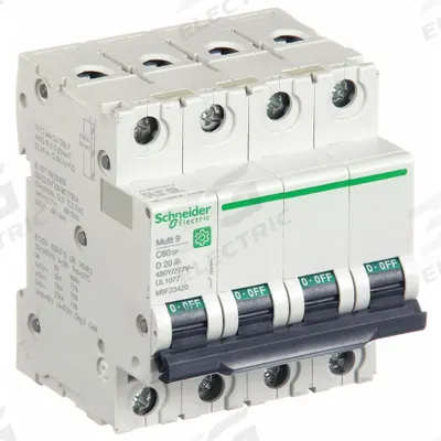 SCHNEIDER ELECTRIC IEC Supplementary Protector: 20 A Amps, 14kA at 240V AC, Screw Clamp - D-Curve, 4-Pole UL1077 DIN Rail-Mount Supplementary Protectors