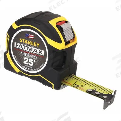 STANLEY Tape Measure: Nonmagnetic Double Hook Tip, 25 ft, Plastic with Rubberized Grip - Standard (Inch) Tape Measures