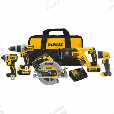 DEWALT Cordless Tool Combination Kit: 5 Tools, 20 V DC Volt, Battery Included - DEWALT 20V Cordless Tool Combination Kits