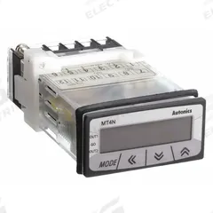 AUTONICS Digital Panel Meter: -1,999 Display Span - Min, 9,999 Display Span - Max, 12 V AC – 24 V AC (MPN MT4N-AV-E0). Key specifications — Manufacturer Part Number: MT4N-AV-E0; Accuracy: +/-0.3% of Reading +/- 3 Digit; Digital Display Screen Color: Red; Digital Display Screen Type: LCD; Includes: Mounting Brackets; NEMA Enclosure Rating: 4X; Product Type: Digital Panel Meter; Series: MT4N.
