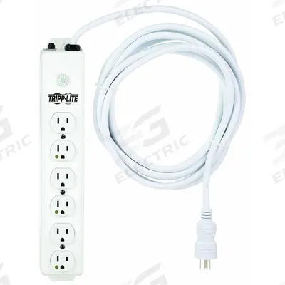 TRIPP LITE Outlet Strip: 6 Outlets, 15 ft Cord Lg, 15 A Current, UL 1363, White, 5-15P - Healthcare Power Strips