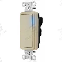 HUBBELL Wall Switch: Rocker Switch, 3-Way, Maintained, Ivory, 120/277V AC, 20 A (MPN SNAP2123ILI). Key specifications — Illuminated: Yes; Voltage Rating: 120/277V AC.