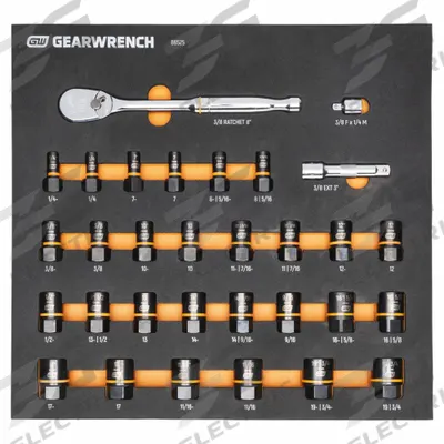GEARWRENCH: 31 Piece, Lobular Fluted, SAE - SAE & Metric Socket Sets with Drive Tools