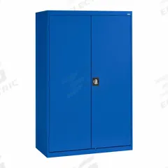 SANDUSKY Shelf Cabinet: 46 in x 24 in x 72 in, 4 Shelves, Recessed Handle & Three-Point Locking (MPN EACR462472-06). Key specifications — attr113700: (3) Adjustable; attr113673: Frame; attr113674: Blue; attr113686: No; attr113685: Assembled; attr113675: Hanging Rods; attr113689: Recessed; attr66488: SANDUSKY.