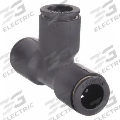 LEGRIS Push-Fit Tee Fitting: 3/8 in OD x 1/4 in OD x 3/8 in OD Size, 2 in Overall Lg - Nylon & Nickel-Plated Brass Tube Fittings
