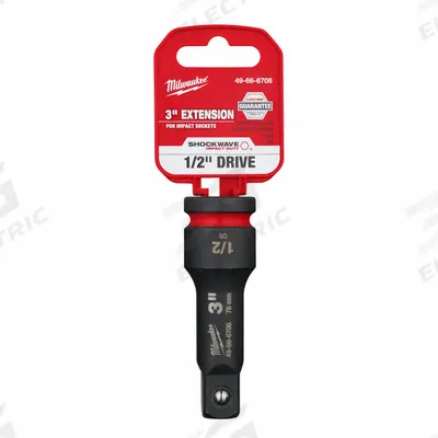 MILWAUKEE Impact Extension: 1/2 in Input Drive Size, 1/2 in Output Drive Size, 3 in Overall Lg - 1/2" Drive Impact Socket Extensions