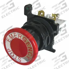 EATON Mushroom Head Push Button: Non-Illuminated, Mushroom Head Profile, Metallic, 30 mm, 1NO/1NC (MPN E34GDBC2N8-1X). Key specifications — Brand: EATON; Action: Maintained/Maintained; Series: E34; Push Button Material Type: Metallic.
