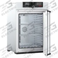 MEMMERT Programmable Universal Oven: Forced Air, 5.9 cu ft Capacity, 300°C Max Temp, 3,200 W Watt (MPN UF 160 Plus). Key specifications — Voltage: 115V AC; Brand: MEMMERT; Temperature Accuracy Tolerance: +/-0.1°C up to 99.9°C, +/-0.5°C @ 100°C+; Temperature Uniformity: +/-1.9°C.