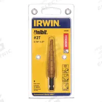 IRWIN Step Drill Bit: 3/16" to 1/2", TiN-Coated HSS, 3-Flats Shank (MPN 15102ZR). Key specifications — attr1234936: Not Impact Rated.