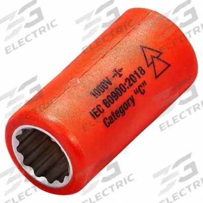 ITL Insulated Socket: 3/8 in Drive Size, 1/2 in Socket Size, 2 in Overall Lg - 3/8" Drive SAE Insulated Hand Sockets