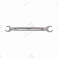 MILWAUKEE Flare Nut Wrench: Chrome Vanadium Steel, Chrome, 1/2 in_9/16 in Head Size (MPN 45-96-8302). Key specifications — attr309723: No; attr309730: Chrome; attr309729: Chrome Vanadium Steel; attr324937: MILWAUKEE.