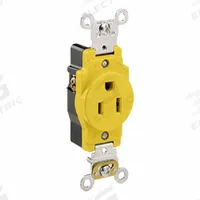 LEVITON Plugs and Receptacles: Single, 5-15, Yellow, 125V AC, 15 A, 2 Pole / 3 Wire (MPN 5261-CR)