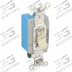 HUBBELL Wall Switch: Toggle Switch, Single Pole, Maintained, Ivory, 120/277V AC, 15 A (MPN HBL1201IL). Key specifications — Illuminated: Yes; Voltage Rating: 120/277V AC.