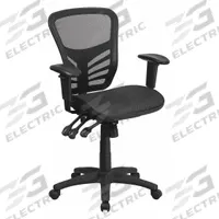 FLASH FURNITURE Office Chair: Nicholas, Ht, Black, Mesh Material, 19 in Back Ht, 19 1/2 in Seat Wd (MPN HL-0001T-GG). Key specifications — attr995518: Nicholas; attr982877: Black; attr982913: Yes; attr982865: Black; attr982870: FLASH FURNITURE; attr982901: Black.