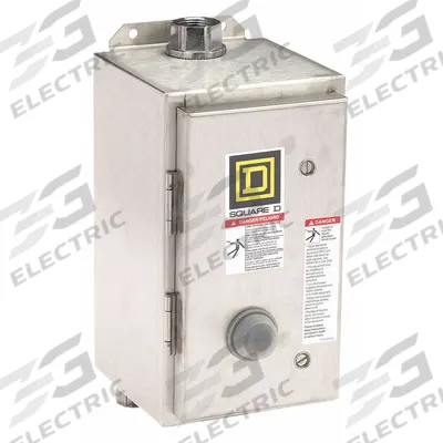 SQUARE D Magnetic Motor Starter: Non-Reversing, 3 Poles, NEMA Size 0, 18 A - Enclosed Non-Reversing Starters with Thermal Overloads
