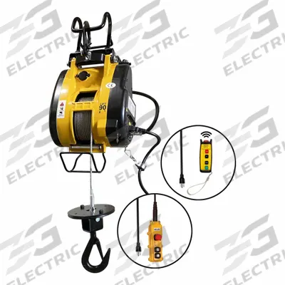 OZ LIFTING PRODUCTS Electric Wire Rope Hoist: H3 - Std Duty, Hook Mounted - No Trolley - Wireless Pendant-Controlled Cable Hoists