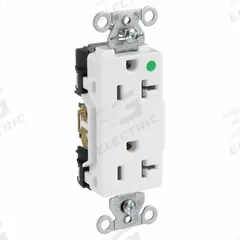 HUBBELL Receptacle: Hospital Grade Fed. Spec., Decorator Duplex, 5-20R, White, 125V AC, 20 A (MPN 2182W)