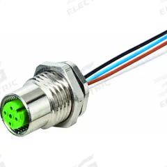 MURRELEKTRONIK Cordset: M12 Female – Rear Mounting Receptacle, A, 12 Pins, 1 m Wire Lead Lg (MPN 7000-19185-9790100). Key specifications — Cable Jacket Material: PP; IP Rating: IP67; NEMA Rating: 6P; Brand: MURRELEKTRONIK; Wire Size: 0.14 sq mm; Coding: A.