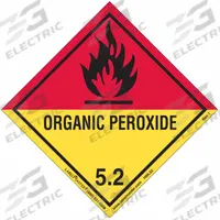 LABELMASTER Organic Peroxide Placard: Organic Peroxide, 3 15/16 in x 4 in, 4 in Label Wd, 500 PK (MPN HML52). Key specifications — Material: Semi-Gloss Paper; Brand: LABELMASTER; Message: Organic Peroxide.