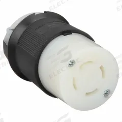 HUBBELL Locking Connector: Non-NEMA, Black/White, 120/208V AC, 30 A Current Rating, 4 Poles, 4 Wires (MPN HBL3433C). Key specifications — Brand: HUBBELL.