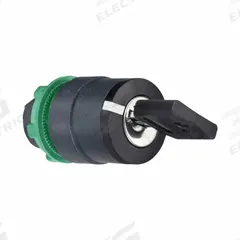 SCHNEIDER ELECTRIC Keyed Selector Switch: 3 Position, 22 mm Panel Mounting Size, Series XB5 (MPN ZB5AG7). Key specifications — Manufacturer Part Number: ZB5AG7; Brand: SCHNEIDER; Switch Action: Momentary/Maintained/Momentary; Key Removal Position: Center.