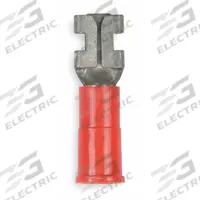 3M Wire Disconnect: Female Socket, Red, Vinyl, Partial Coverage, 22 AWG – 18 AWG Wire Size (MPN MVU18-187DFX). Key specifications — attr1307035: 3M; attr1307036: MVU18-187DFX.