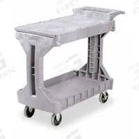 AKRO-MILS Utility Cart: 400 lb, 2 Shelves, 28 in L x 17 in W Self, Gray, Flat (MPN 30930GREY). Key specifications — Shelf Color: Gray; Brand: AKRO-MILS; Caster/Wheel Configuration: (2) Swivel with Brake.