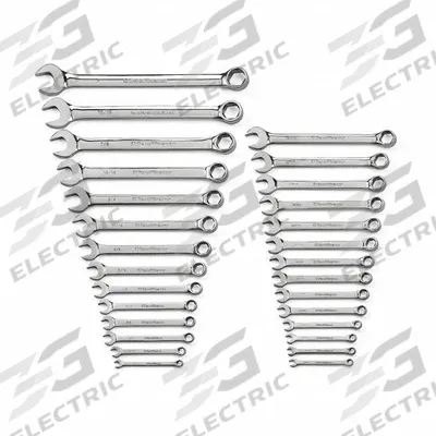 GEARWRENCH Combination Wrench Set: Alloy Steel, Chrome, 28 Tools, 15° Head Offset Angle - Metric 6-Point Combination Wrench Sets