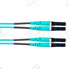 PANDUIT Fiber Patch Cord: Multi-Mode, 5 m Lg, LC End 1, LC End 2, Aqua, OFNR, 2 Fiber Count (MPN FZ2ERLNLNSNM005). Key specifications — Fire Rating: Riser; Jacket Material: OFNR; Number of Fibers: Duplex; Fiber Type: OM4; Polarity: A-B Polarity; Brand: PANDUIT; _Fiber Optic Cable Style: 50/125µ OM4.