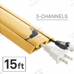 Cable protector: 3 Channels, 2 5/8 in Overall Wd, 5/8 in Overall Ht, 15 ft Lg, Rubber, Tan (MPN CC-RI-CP-15-TN). Key specifications — Color: Tan; Brand: ELECTRIDUCT.